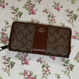 Coach Brown and Gold Zip Wallet